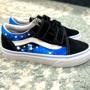 Vans kids old skool Velcro galaxy glow in the dark blue nwt 13.5